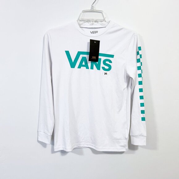 ✨NEW✨ VANS White Long Sleeve Tee Classic Checkered Design UPF 50 Sun Protection - Picture 5 of 7